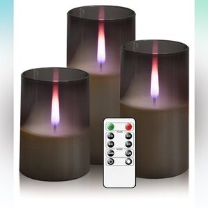 Mood lighting Smoky Gray LED Flickering Candle Set w/ Remote (3) in set acrylic